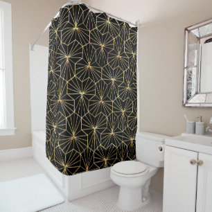 Rideaux De Douche Motif géométrique Art Déco noir et or