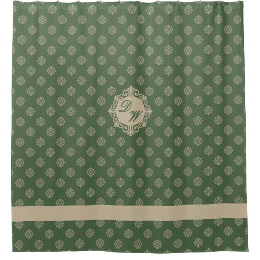 Rideaux De Douche Motif géométrique de rosette foulard, vert sauge (Devant)