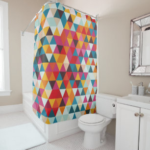 Rideaux De Douche Motif géométrique de triangle de hippie - couleu