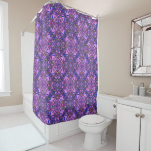Rideaux De Douche Motif géométrique en violet, rose, bleu