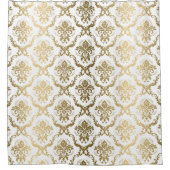 Rideaux De Douche Motif géométrique Floral Or & Blanc (Devant)