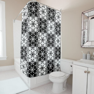 Rideaux De Douche Motif géométrique graphique noir et blanc