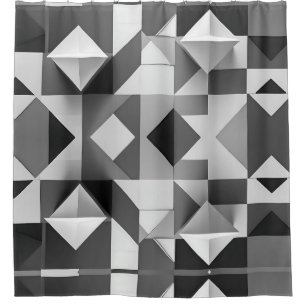 Rideaux De Douche Motif géométrique minimaliste moderne noir, blanc
