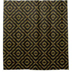 Rideaux De Douche Motif géométrique moderne Black & Gold