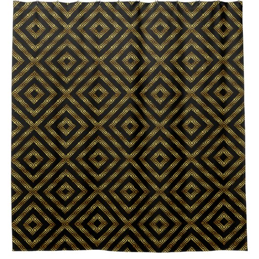 Rideaux De Douche Motif géométrique moderne Black & Gold (Devant)