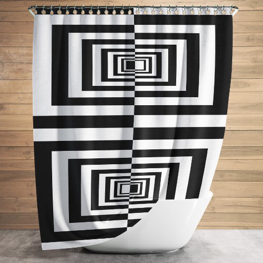 Rideaux De Douche Motif géométrique moderne noir et blanc