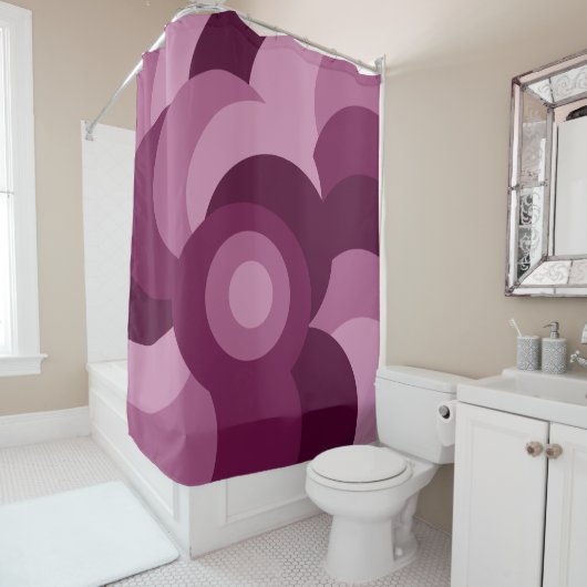 Rideaux De Douche motif géométrique moderne rose violet (En situation)
