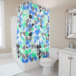 Rideaux De Douche Motif géométrique Monnaie Bleue Abstraite