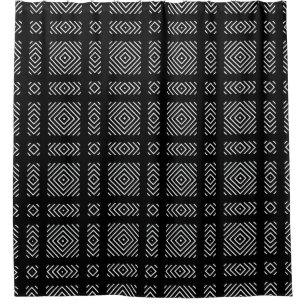 Rideaux De Douche Motif géométrique noir et blanc Ama