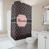 Rideaux De Douche Motif géométrique noir et rose (En situation)