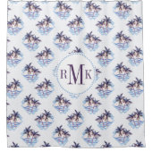 Rideaux De Douche Motif géométrique pourpre de palmier d'aquarelle (Devant)