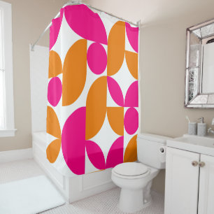 Rideaux De Douche Motif géométrique rose orange milieu du siècle