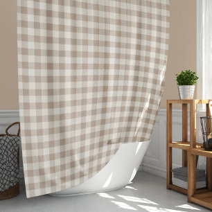 Rideaux De Douche Motif Gingham Carreaux Vichy Neutre