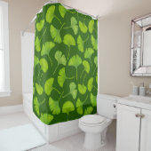 Rideaux De Douche Motif Ginkgo sur vert foncé (En situation)