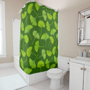 Rideaux De Douche Motif Ginkgo sur vert foncé