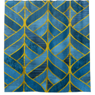 Rideaux De Douche Motif Gold Blue Grunge