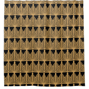 Rideaux De Douche Motif Gold et Black Art Déco