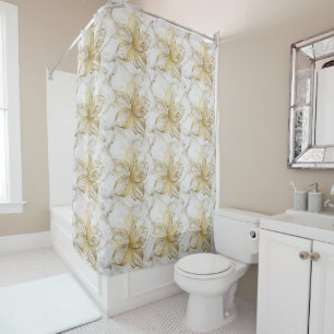 Rideaux De Douche Motif Gold Flowers #4