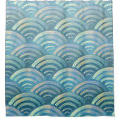 Rideaux De Douche Motif Golden Blue Fish Scales (Devant)