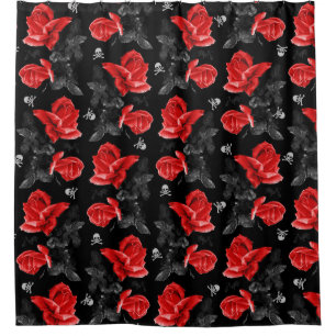 Rideaux De Douche Motif gothique rouge crâne Rose