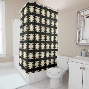 Rideaux De Douche Motif graphique Art Déco Noir Or Blanc
