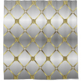 Rideaux De Douche Motif Gray Or Et Blanc Géométrique (Devant)