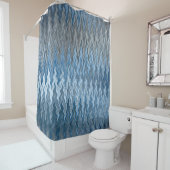 Rideaux De Douche Motif gris gris argenté ondulé bleu marine (En situation)