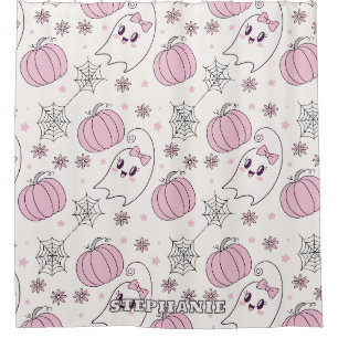 Rideaux De Douche Motif Halloween Citrouille Rose Mignonne