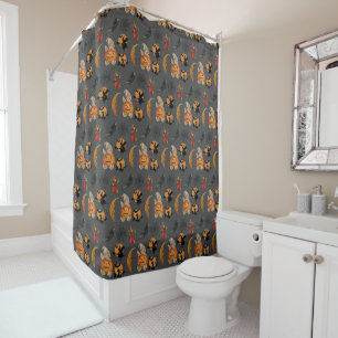 Rideaux De Douche Motif Halloween vintage sur la salle de bain Grey