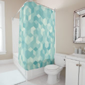 Rideaux De Douche Motif Hexagonal bleu clair transparent (En situation)