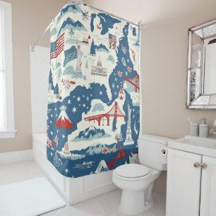 Rideaux De Douche Motif historique vintage-américain (2)