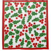 Rideaux De Douche Motif Holly berry et frontière rouge Noël (Devant)