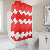 Rideaux De Douche Motif horizontal rouge et blanc ondulé (En situation)