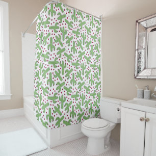 Rideaux De Douche Motif illustré de cactus et de fleurs roses