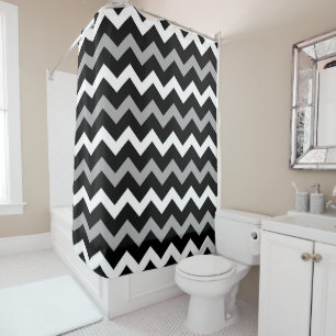 Rideaux De Douche Motif imprimé chevron noir blanc et gris