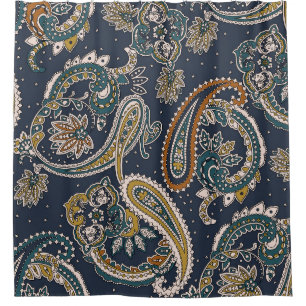 Rideaux De Douche Motif indien traditionnel Paisley sur fond de terr