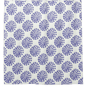 Rideaux De Douche Motif indigo bleu foncé rayé sur blanc