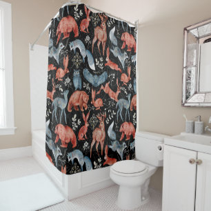 Rideaux De Douche Motif intrigué d'animaux de la forêt