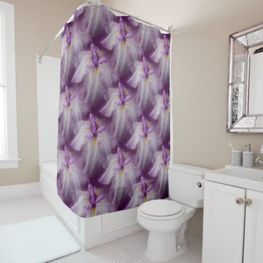 Rideaux De Douche Motif japonais Iris violet (En situation)