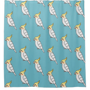 Rideaux De Douche Motif joli dessin animé oiseau cockatiel lutino
