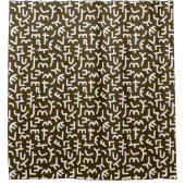 Rideaux De Douche Motif Kuba Style 121019 - Blanc sur Brown foncé (Devant)
