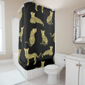 Rideaux De Douche Motif léopard : Arrière - plan noir Cheetah (En situation)