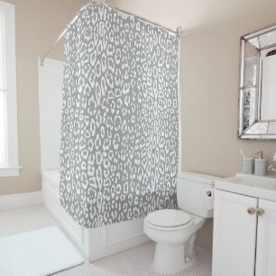 Rideaux De Douche motif léopard blanc et gris clair