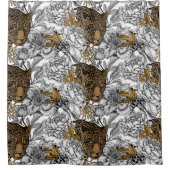 Rideaux De Douche Motif Leopard & Peonies (Devant)