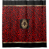 Rideaux De Douche Motif Léopard rouge et noir avec tête de lion (Devant)