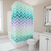 Rideaux De Douche Motif lilas turquoise d'Ombre Chevron (En situation)
