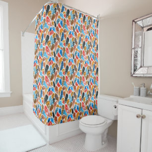 Rideaux De Douche Motif lumineux avec plumes d'oiseaux