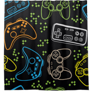 Rideaux De Douche Motif lumineux sans couture avec joysticks. coo de