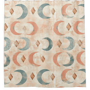 Rideaux De Douche Motif lunaire floral céleste boho (6)