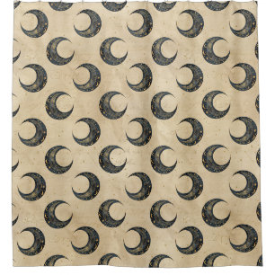 Rideaux De Douche Motif Lune Céleste Bohème Or